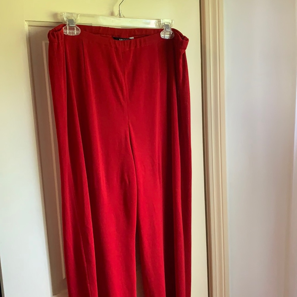 Misook red wide leg knit pants